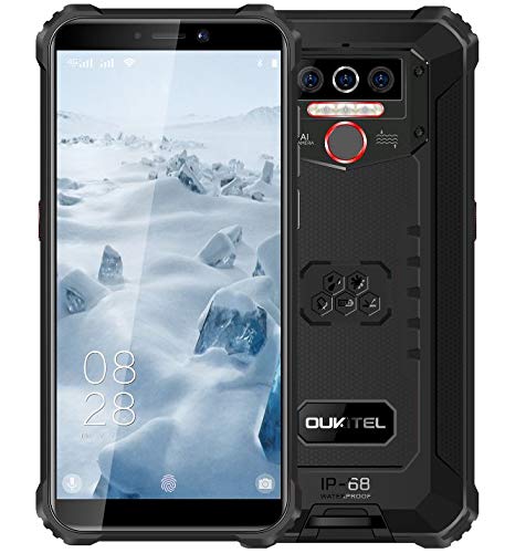 4G Rugged Cellulare (2020) OUKITEL WP5, Batteria da 8000 mAh, Smartphone Antiurto IP68, Luce Flash a 4 LED, MTK6761 4GB + 32GB, 13MP + 2MP + 2MP, Android 9.0, Riconoscimento Facciale, GPS - Nero