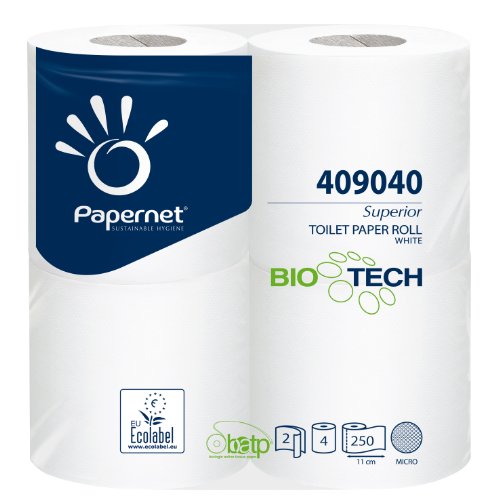 Bio Tech 12 rotoli di carta igienica in doppio strato di cellulosa. Biodegradabile, si scioglie rapidamente non appena entra in contatto con l acqua