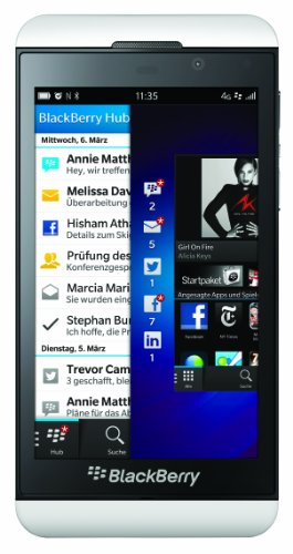 BlackBerry Z10 Smartphone, Display da 4.2 Pollici, Touchscreen, Fotocamera 8 Megapixel, Memoria Ampliabile 16 GB, 4G LTE, Bianco [Germania]