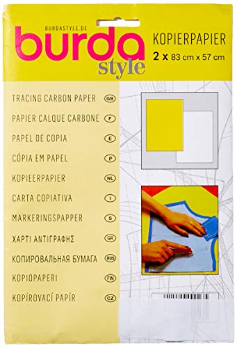 Burda 2Gcar, carta carbone per tracciare colore giallo e bianco, 83 x 57 cm, 2 fogli, Taglia unica, 2 Unità