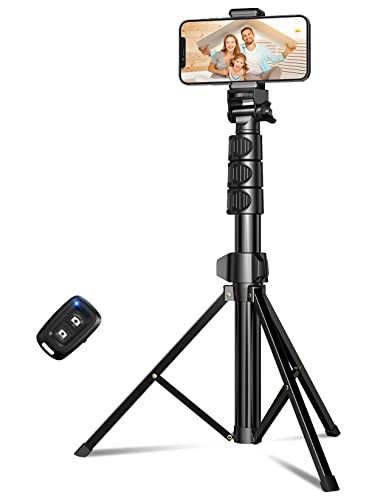 CIRYCASE 142cm Treppiede Smartphone, Bastone Selfie All-In-One ed Estensibile con Telecomando Bluetooth, Treppiede Fotocamera Compatibile con iPhone, Samsung, Perfetto per Selfie e Registrazioni Video
