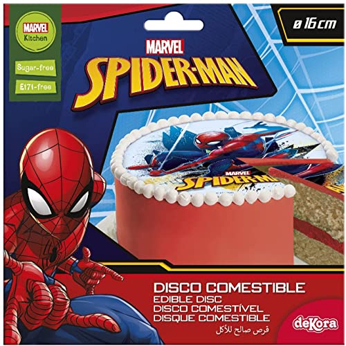 Dekora Cialda Spiderman per Torta, Decorazioni Commestibile per Compleanno-16 cm, Multicolore, 231362