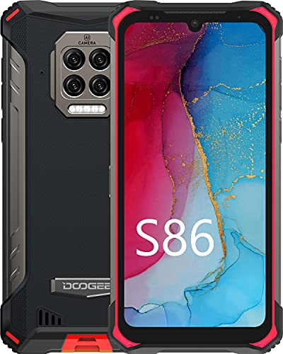 DOOGEE S86 Rugged Smartphone 8500 mAh Grande Batteria, Ricarica Rapida da 24W,6 GB +128 GB, Telefono Cellulare con Altoparlante da 2W,6.1 HD+, 4G Dual SIM, IP68 IP69K,Helio P60 16MP NFC,Rosso
