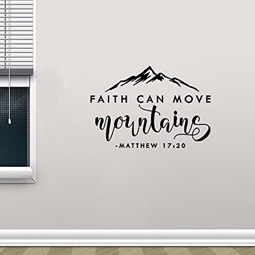 Faith Can Move Mountain-Matthew Versetti della Bibbia Vinyl Wall Sticker Decal Quote Christian Wall Stickers A8 75x52cm