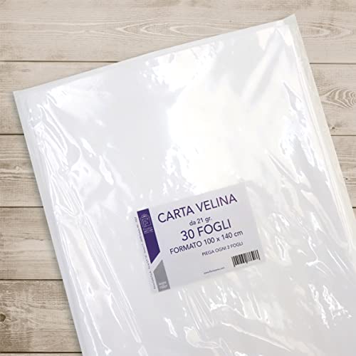 FLORIO CARTA Confezione da 30 Fogli Formato 100x140 cm di Carta Velina Bianca da 21 gr. | Multiuso