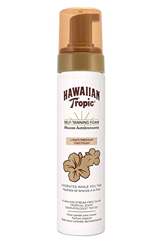 Hawaiian Tropic - Self Tanning Foam Light Medium, Autoabbronzante in Mousse per Pelli Chiare Medie, Formato 200 ml, con Aloe Vera e Vitamina E