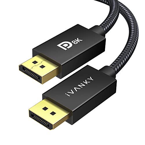 IVANKY Cavo DisplayPort 1.4, [VESA] 8K@60Hz, 4K@ 144Hz, 4K@75Hz e 1080@240Hz, Cavo DisplayPort 1.4 Compatibile con HDR, FreeSync, G-SYNC, DTS-HD, Tarjeta Grafica 3090 3080 3060