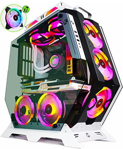 KEDIERS PC Gaming Case ATX Mid Tower Case - USB 3.0 - Telecomando - 2 Vetro temperato - 7 ventole argb - Flusso d aria - Gestione dei cavi