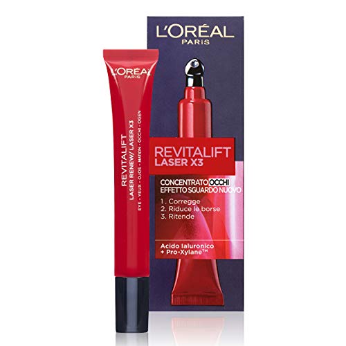 L Oréal Paris Contorno Occhi Revitalift Laser X3, Azione Antirughe Anti-Età con Acido Ialuronico e Pro-Xylane, 15 ml