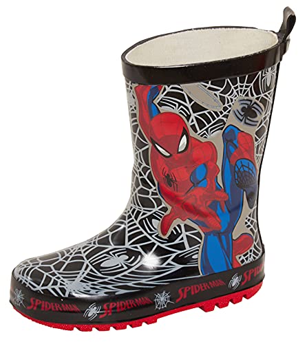 Marvel - Stivali di gomma da bambino di Spiderman, Nero (Nero Webs), 33 EU