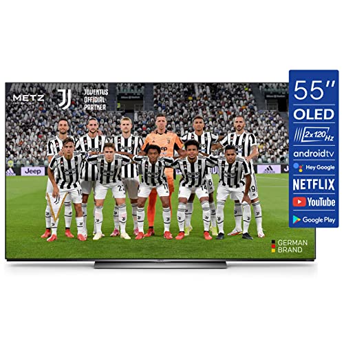 METZ Android 10.0 Smart TV OLED Serie MOC9000, 55  (139 cm), 4K UHD, HDR10 HLG, HDMI, ARC, USB, Slot CI+, Dolby Digital, Dolby Vision con DVB-C T2 S2, HEVC MAIN10, Google Assistant, Nero