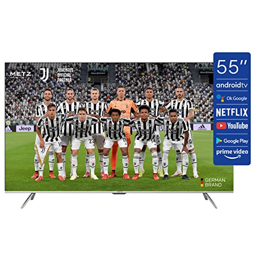 METZ Android 10.0 Smart TV Serie MUC7000, LED Direct, UHD 3840x2160, 55  (139 cm), HDR10 HLG, HDMI, ARC, USB, Slot CI+, Dolby Digital, Dolby Vision, DVB-C T2 S2, HEVC MAIN10, Google Assistant, Argento