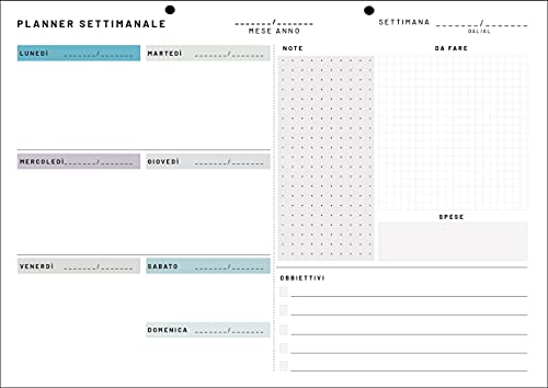 Mioplanner - Planner Settimanale 2022 da Scrivania A3, Weekly planning da tavolo 60 fogli a strappo, calendario perpetuo senza date