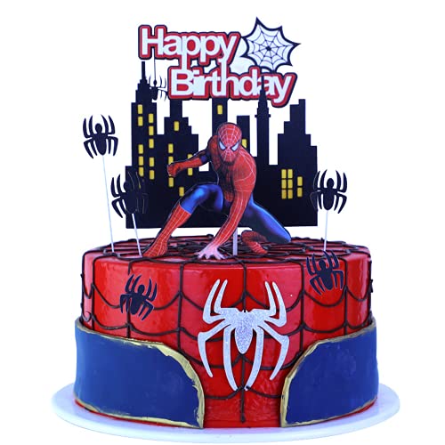 Miss-shop Topper per Torte,Spiderman Cake Topper 9 Pezzi Stuzzicadenti Bandiera per Bambina Ragazzo Bambini Compleanno Tema Party Regalo Torta Decorazioni