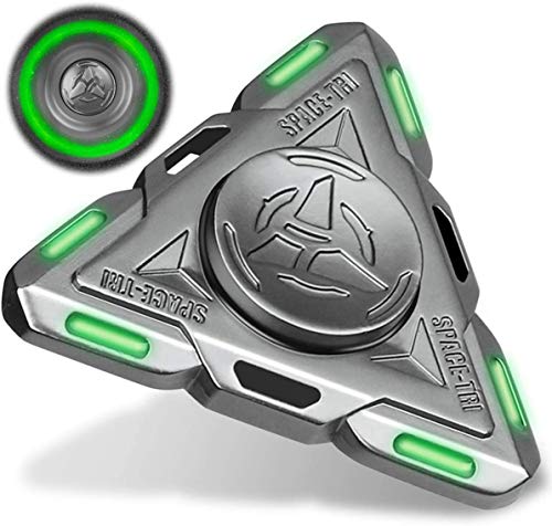 Tri Fidget Spinner Space UFO, Glow in The Dark Spinning Toys Sensory Gadget Finger Hand Spinner Metal High Speed Seel Bearing,Miglior regalo ADHD Ansia Focus Party Favori Premi per bambini adulti