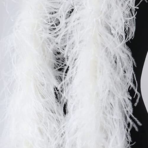 1 metro di piume di struzzo boa 6 strati scialle di struzzo naturale per ricamo e artigianato abiti da sposa decorazione da cucire-bianco avorio,1 metro