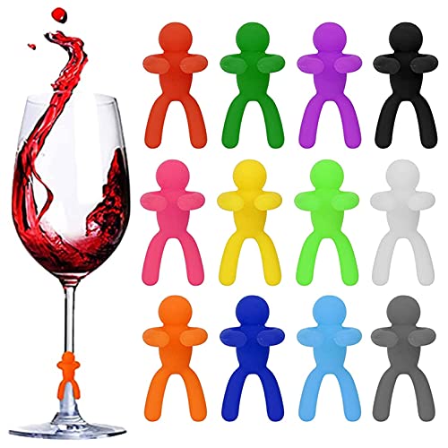 12 Pezzi Segnabicchieri Silicone Marcatori Marcatori per Bicchieri da Vino Pennarello in Vetro per Vino Identificatore Del Bicchiere di Vino, Segnabicchieri per Vino Tazza per Bar Party