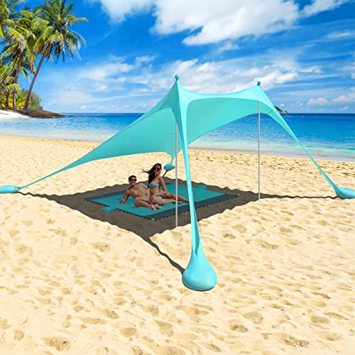 2,4x2,4 m Tende da Spiaggia Pop-up per 3-5 Persone, UPF 50+ Protezi...