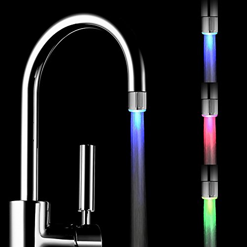 2 pezzi Acqua rubinetto LED colorato con 3 colori che cambiano Termica, YoMaris RC-F03 Flusso d acqua del rubinetto di rubinetto per cucina e bagni.