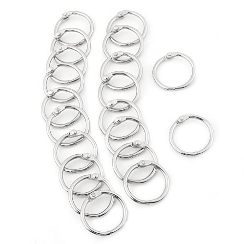 20 Pezzi Metallico Rotondo Anelli di Rilegatura Impostato Loose Binder anelli metallici apribili per Scrapbooking Libro(25mm)