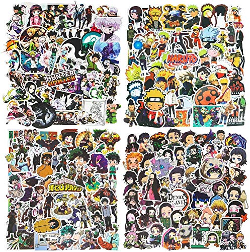200 pz. Adesivi Anime Adesivi Naruto, Hunter x Hunter, DemonSlayer, Pacchetto di Adesivi My Hero Academia (50 Pezzi per Stile) per Laptop, Auto, Moto, Bici, Bagagli da Skateboard per Adolescenti