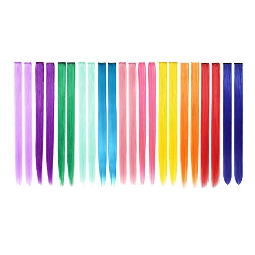 22 estensioni dei capelli colorati PCS in 11 colori, evidenziando le ragazze con capelli lisci da 22 pollici, accessori per capelli alla moda
