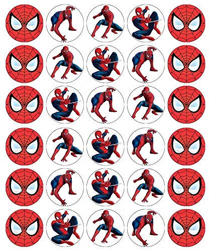30 Cialde commestibili per decorare cupcake, motivo: Spiderman