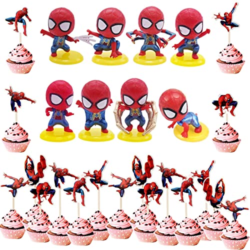 32 Pezzi Decorazione della Torta, Mini Figures Set Decorazioni, Decorazione per Torta Spiderman, mini figure per torte, forniture per feste di compleanno, cupcake, Decorazione di Torte per Feste