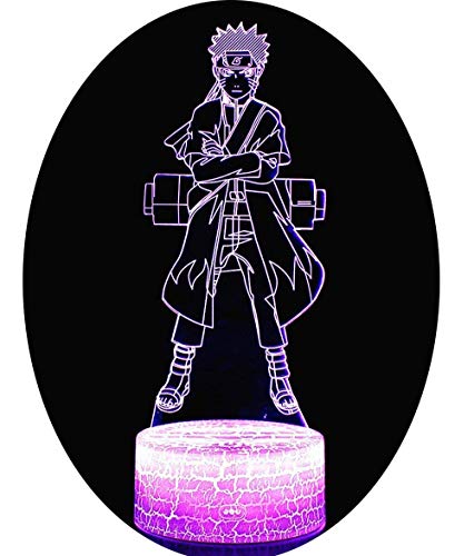 3D Lampada Illusion Optical Night Light, INTUPGD 7 Cambia colore Touch Switch Decorazione Lampade Per comodino Bambini cameretta (Naruto 1)