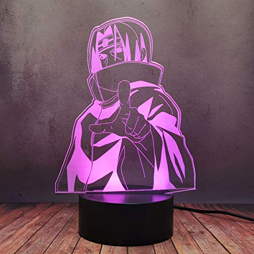 3D LED Night Light Uzumaki Sasuke Itachi Desk Lamp 16 Color Touch Remote Illusione Ottico Lampada Da Tavolo Casa Bambino Da Letto Del Bambino Sonno Mild Lampadina Vacanza Presente Arte Decor