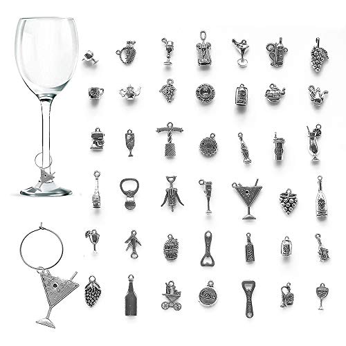 42 pezzi Segnabicchieri Charms per Bicchiere di Vino, CNYMANY Vino ...