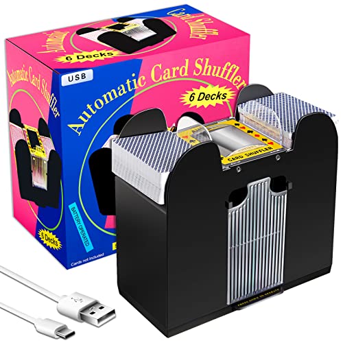 6 Mescolatore di Carte Automatico dei Mazzi Mescolatore di Carte da Poker Elettrico a Batteria USB Azionato Macchina per Mescolare le Carte per Casa Carte Giochi Casinò Feste Club