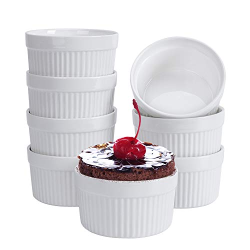 6 Ounce Porcelain Ramekins For Baking, Souffle Dishes, Creme Brulee...