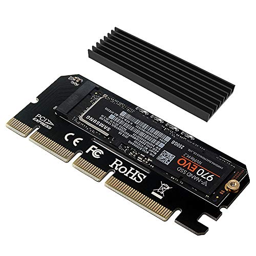 6amLifestyle M2 NVME PCIe Adapter Adattatore per SSD x16 PCI Express 3.0 con Alluminio Dissipatore di Calore Supporto PCIe x4 x8 x16 Slot Adatta M.2 PCIe Nvme M Key SSD 2230 2242 2260 2260 2280