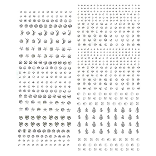 750 Tatuaggi temporanei con pietre preziose per occhi e viso Donne Adesivi in ​​cristallo autoadesivi Accessori per feste e decorazioni per nail art (forme multiple)