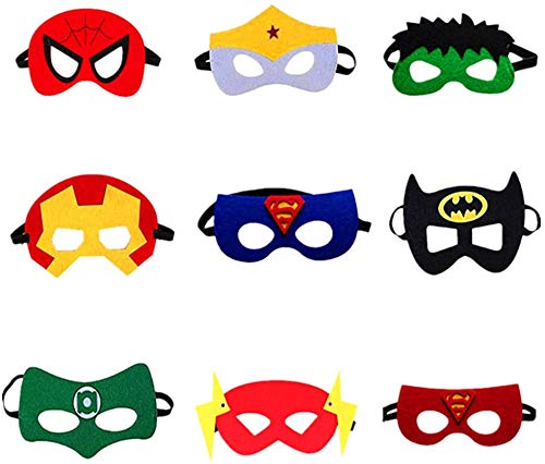 9 Pieces Edizione Maschere da Supereroi, Maschera per bambini, Maschere per feste di supereroi , A Great Choice for Birthday Gifts And Role-Playing Games, Suitable for Boys And Girls (2)