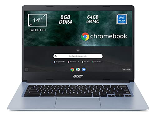 Acer Chromebook 314 CB314-1H-P2EM Notebook, Pc Portatile con Processore Intel Pentium Silver N5030, Ram 8 GB DDR4, eMMC 64 GB, Display 14  Full HD LED LCD, Scheda Grafica Intel UHD, Chrome OS, Silver