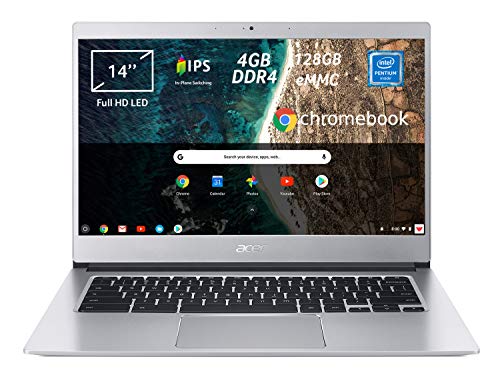 Acer Chromebook 514 CB514-1H-P9AS Notebook, PC Portatile, Processore Intel Pentium Quad-Core N4200, Ram 4GB DDR4, eMMC 128 GB, Display 14  IPS Full HD, Grafica Intel HD 505, Chrome OS, Silver, [CB]