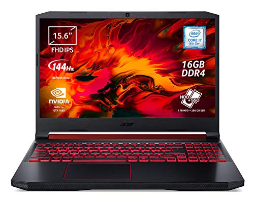 Acer Nitro 5 AN515-54-75AD Notebook Gaming con Processore Intel Core i7-9750H, RAM 16GB DDR4, 256GB PCIe SSD, 1TB HDD, Display 15.6  FHD IPS LED LCD 144Hz, NVIDIA GeForce GTX 1650 4GB, Windows 10 Home