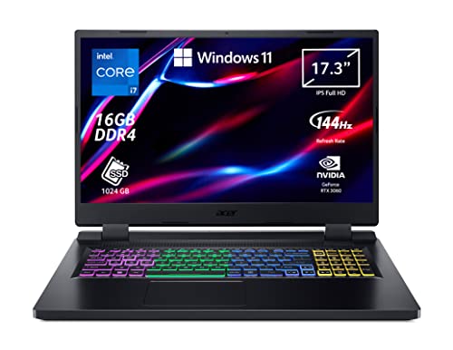 Acer Nitro 5 AN517-55-75R8 Notebook Gaming, Processore Intel Core i7-12700H, Ram 16 GB DDR4, 1024 GB PCIe SED SSD, Display 17.3  FHD IPS 144 Hz LCD, NVIDIA GeForce RTX 3060 6 GB, Windows 11 Home