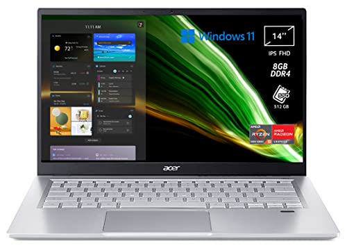 Acer Swift 3 SF314-43-R7ZF Pc Portatile, Notebook con Processore AMD Ryzen 5 5500U, RAM 8 GB DDR4, 512 GB PCIe NVMe SSD, Display 14  FHD IPS LED LCD, AMD Radeon, Windows 11 Home, Silver