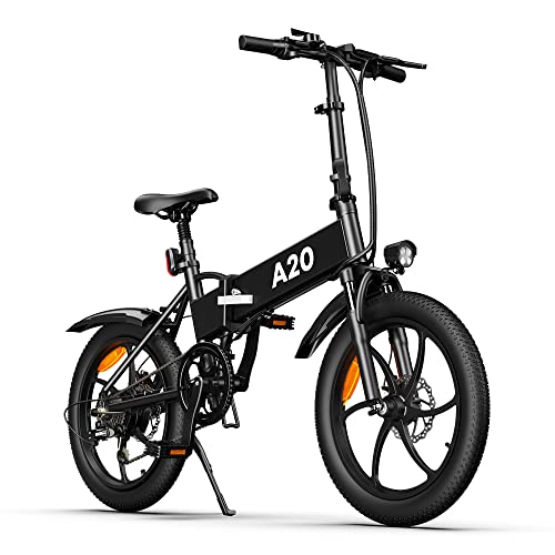 ADO Bicicletta Elettrica Pieghevole per Adulto,20 Bici Elettrica con Pedalata Assistita,LCD Display e Luci ​LED, Batteria da 10.4Ah, 25 km h,250W, Ebike è per Neve, Montagna, Sabbia,Nero