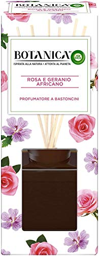 Airwick Botanica, Profumatore per Ambienti con Diffusore a Bastoncini, Fragranza Rosa e Geranio Africano, Fragranza Naturale, Confezione da 80 ml