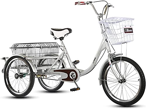 AIZNMY Tricicli per adulti Singola Velocità Tre Ruote Trike Pedale Bici 20 Pollice 3 Ruote Biciclette con Cestino Cargo per Anziani Donne Uomini