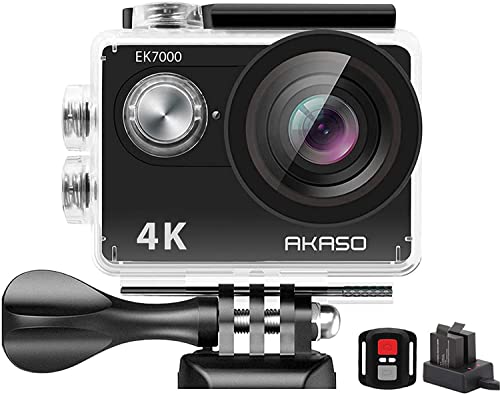 AKASO 4K WiFi Sport Action Cam Subacquea 30m Videocamera Fotocamera Caricabatterie con 2 Batterie Ampio Angolo di 170 ° 2.0  Schermo Accesorios Multiples per Bicicletta Casco (EK7000)