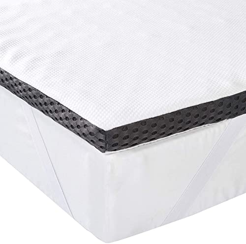 Amazon Basics - Coprimaterasso in memory foam con cinghie elastiche, spessore 4 cm, 80 x 190 cm