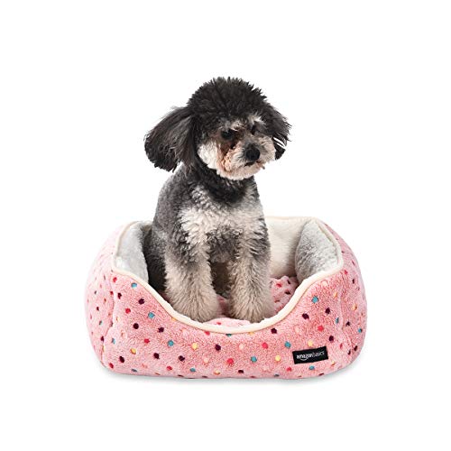 Amazon Basics Cuddler, Cuccia per animali domestici - Taglia S, rosa a pois