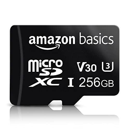 Amazon Basics - MicroSDXC, 256 GB, con Adattatore SD, A2, U3, velocità di lettura fino a 100 MB s
