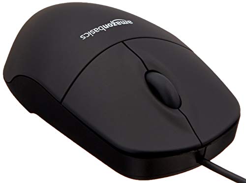 Amazon Basics - Mouse ottico nero con USB e 3 pulsanti per Windows ...