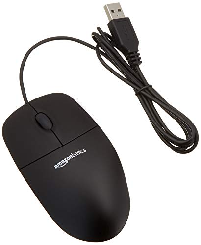 Amazon Basics - Mouse ottico nero con USB e 3 pulsanti per Windows ...